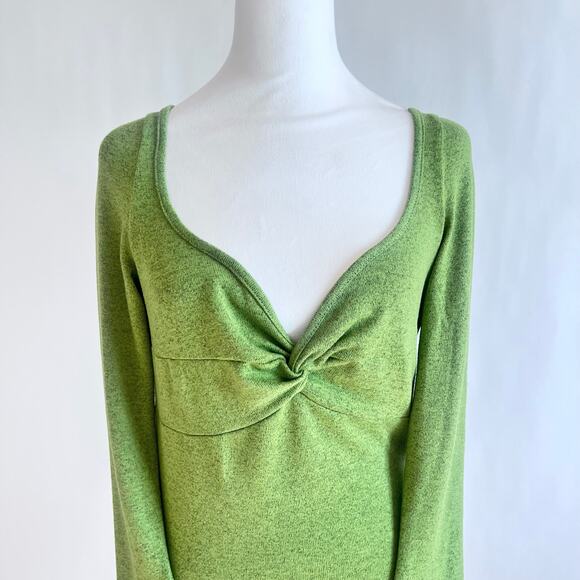 SHEIN SXY TWIST FRONT FLOUNCE SLEEVE BODYCON DRESS LIME GREEN SIZE M - Picture 3 of 13